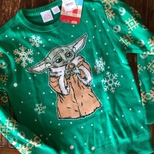 Disney the child mandalorian green holiday sweater NEW